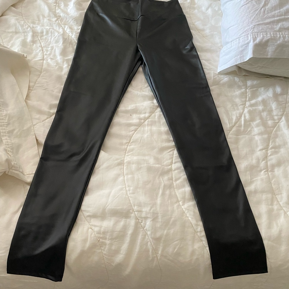 Black Faux Leather maternity leggings